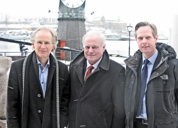 Fra venstre Øystein Lie i MareLife, Jørgen Lund i NASF og Johan Michelsen i Pareto Securities.  De har dannet joint venture-selskap som skal drive den store internasjonale sjømatkonferansen i Oslo videre.